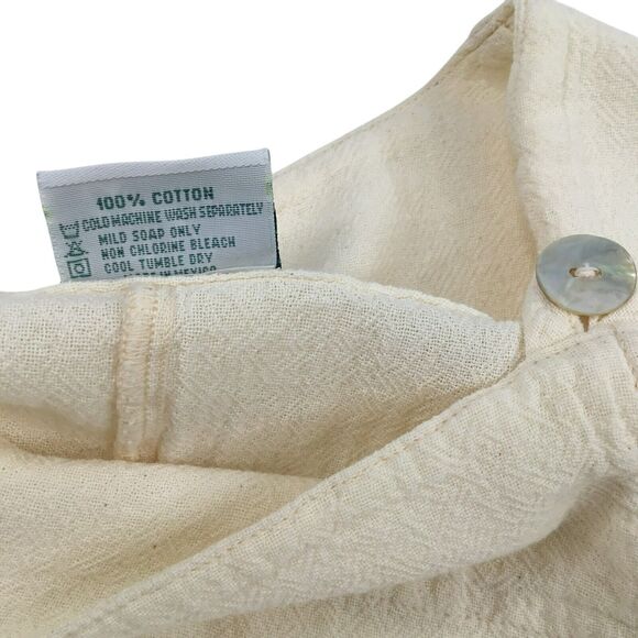 Oh My Gauze! Blouse Top Cream One Size Full Figure Patch Pocket Pearl Button - Picture 14 of 16